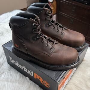 Timberland PRO Pit Boss 6” Dark Brown Leather Steel Toe Boots